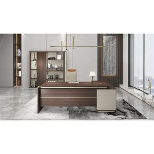 Бюро RFG Lisabon, с шкаф, 1800 х 1650 х 760 mm, ПДЧ 25 mm, дъб и сиво