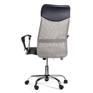 Директорски стол Monti HB, текстил, екокожа и меш, Tilt механизъм, до 120 kg, черна седалка, сребриста облегалка