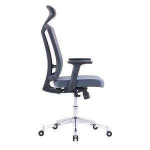 Ергономичен офис стол RFG Primo Lux Chrome HB, дамаска и меш, до 130 kg, сив