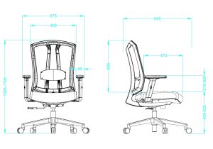 Ергономичен офис стол RFG Primo W, дамаска и меш, Multi-function механизъм, до 120 kg, черен
