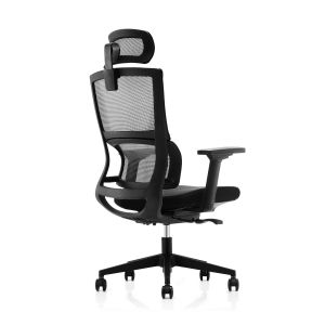 Ергономичен стол RFG Grove, дамаска и меш, Multi-function механизъм, до 120 kg, черна седалка, сива облегалка