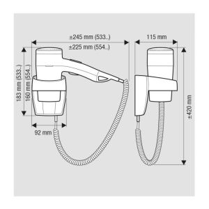 Сешоар за коса Valera Executive White, стенен, 1200 W, бял