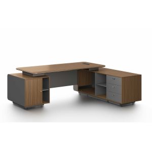 Бюро RFG Parma, 2400 х 1850 х 760 mm, ПДЧ 50 mm, орех и сиво