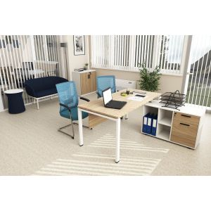 Бюро RFG Monaco, 1400 х 700 х 750 mm, ПДЧ 25 mm, плот бряст, бели метални крака