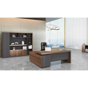 Бюро RFG Chicago, с шкаф, 2000 х 1800 х 750 mm, ПДЧ 25 mm, дъб Рейн и тъмносиво