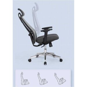 Ергономичен стол RFG Artur HB, дамаска и меш, до 150 kg, тъмносива седалка, черна облегалка