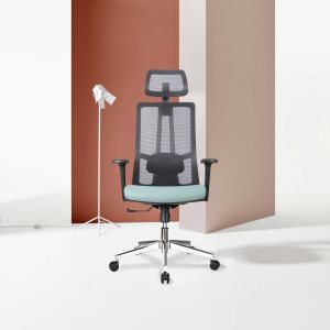 Ергономичен стол RFG Artur HB, дамаска и меш, до 150 kg, тъмносива седалка, черна облегалка