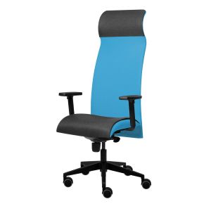 Ергономичен стол Tronhill Solium Executive, дамаска и меш, Synchronous механизъм, до 120 kg, светлосин