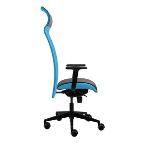 Ергономичен стол Tronhill Solium Executive, дамаска и меш, Synchronous механизъм, до 120 kg, светлосин