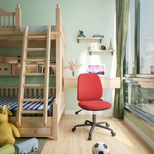 Детски стол RFG Lucky Black, дамаска, червена седалка, червена облегалка