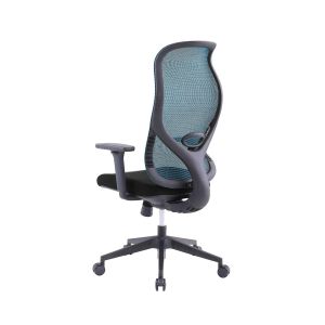 Ергономичен стол RFG STAR HB, дамаска и меш, Synchronous механизъм, до 150 kg, черна седалка, синя облегалка