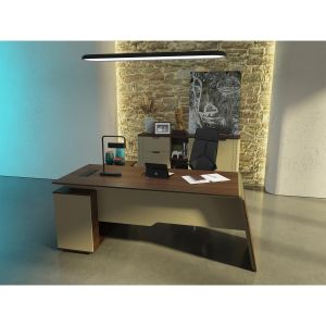 Ергономичен стол RFG STAR HB, дамаска и меш, Synchronous механизъм, до 150 kg, черна седалка, синя облегалка