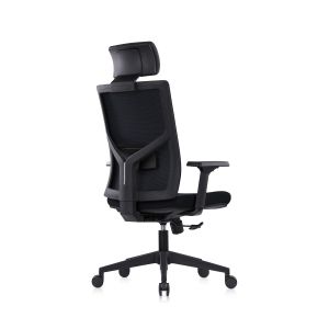 Ергономичен стол RFG Snow Black HB, дамаска и меш, Multi-function механизъм, до 120 kg, черна седалка, черна облегалка