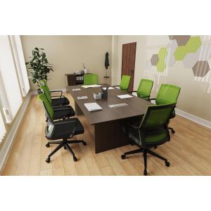 Офис стол RFG Smart W, дамаска и меш, Tilt механизъм, до 120 kg, черна седалка, зелена облегалка