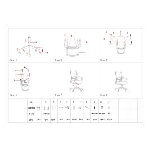 Офис стол RFG Smart W, дамаска и меш, Tilt механизъм, до 120 kg, черна седалка, светлосиня облегалка