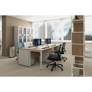 Офис стол RFG Smart W, дамаска и меш, Tilt механизъм, до 120 kg, черна седалка, светлосиня облегалка