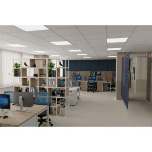 Офис стол RFG Smart W, дамаска и меш, Tilt механизъм, до 120 kg, черна седалка, светлосиня облегалка