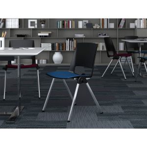 Посетителски стол RFG Sweet Chrome Black, до 120 kg, син, 2 броя в комплект