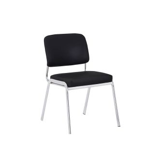 Посетителски стол RFG Slow M, екокожа, метална основа, до 120 kg, черен, 4 броя в комплект