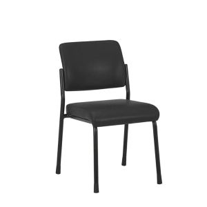 Посетителски стол RFG Solid M, екокожа, метална основа, до 150 kg, черен, 4 броя в комплект