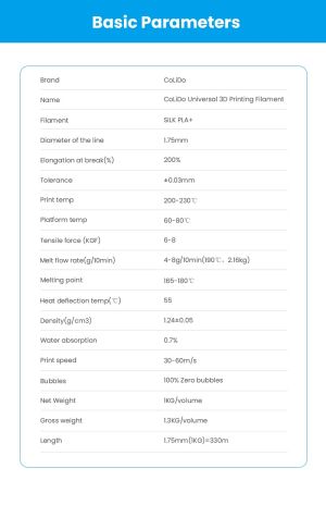 Филамент за 3D принтер Silk, PLA+, 1.75 mm, 1 kg, златист