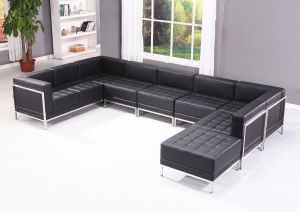 Табуретка RFG Neo, квадратна, екокожа, 700 х 700 х 450 mm, черен