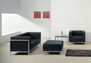 Табуретка RFG Neo, квадратна, екокожа, 700 х 700 х 450 mm, черен