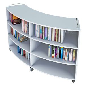 Библиотечен стелаж RFG Active Book, с колелца, овална форма, ПДЧ