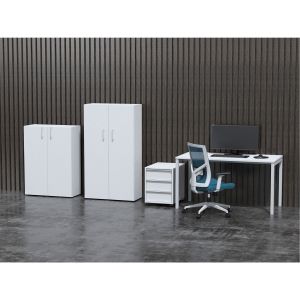 Стелаж Narbutas Nova Basic, 800 x 360 x 1444 mm, ПДЧ 18 mm, бял меламин, бяла правоъгълна дръжка