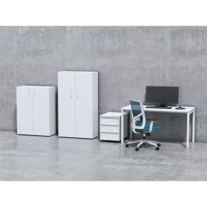 Стелаж Narbutas Nova Basic, 800 x 360 x 1444 mm, ПДЧ 18 mm, бял меламин, бяла правоъгълна дръжка