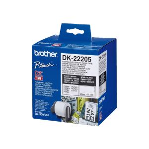 Непрекъсната хартиена лента Brother DK22205, 62 mm x 30.48 m, бяла