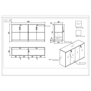Шкаф RFG Lisabon, 1600 х 400 х 840 mm, ПДЧ, тъмен дъб и сиво