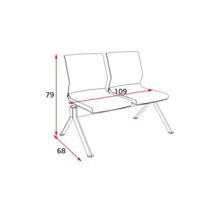 Посетителска пейка RFG Lisa Arm Black, с 2 места, текстил, метална основа, оранжева
