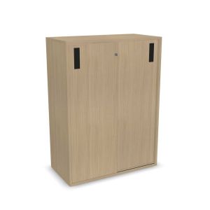 Шкаф Narbutas Choice, с плъзгащи се врати, 800 x 400 x 1075 mm, ПДЧ 18 mm, меламин избелен дъб, меламин избелен дъб, черна дръжка