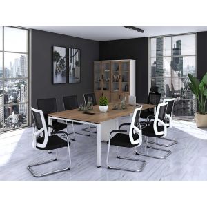 Шкаф RFG Monaco, със стъклени врати, 800 х 400 х 2000 mm, ПДЧ, бряст и бяло