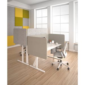 Шумоизолиращ преграден панел за бюро Narbutas Top 530, 800 x 36 x 530 mm, дамаска Velito Presto светлосив меланж, ПДЧ 16 mm, сив метал