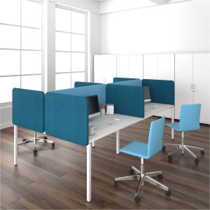 Шумоизолиращ преграден панел за бюро Narbutas Top 530, 800 x 36 x 530 mm, дамаска Velito Presto светла мента, ПДЧ 16 mm, сив метал