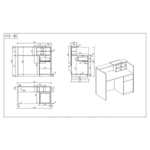 Рецепция RFG Ravena, 1200 х 632 х 1066 mm, ПДЧ, бяло-черна