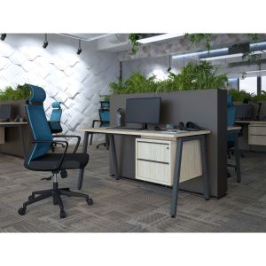 Контейнер за бюро Narbutas Nova, окачен, 42.8 x 60 x 41 cm, ПДЧ, меламин кехлибарен дъб, тъмносиви дръжки