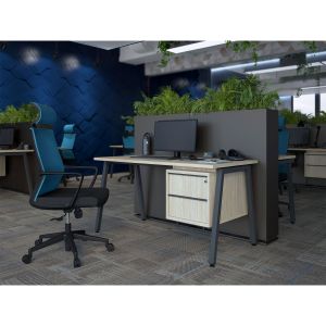 Контейнер за бюро Narbutas Nova, окачен, 42.8 x 60 x 41 cm, ПДЧ, меламин кехлибарен дъб, тъмносиви дръжки