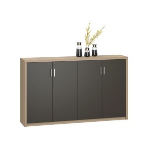 Шкаф RFG Milano, 2000 х 400 х 1200 mm, ПДЧ, светъл дъб и тъмносиво