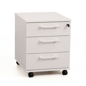 Контейнер за бюро Narbutas Optima, 415 x 500 x 510 mm, с колелца, ПДЧ, правоъгълна дръжка, бял