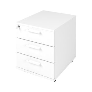 Контейнер за бюро Narbutas Optima, 415 x 500 x 510 mm, с колелца, ПДЧ, правоъгълна дръжка, бял