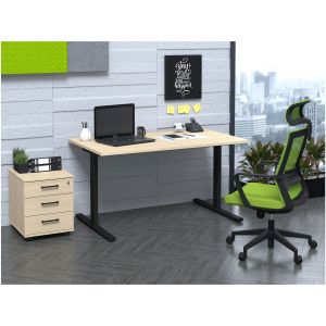 Контейнер за бюро Narbutas Optima, 415 x 500 x 510 mm, с колелца, ПДЧ, правоъгълна дръжка, бял