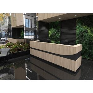 Ъглов модул за рецепция RFG Joy, ляв, с декорация дъга, ПДЧ, кехлибарен дъб и антрацит