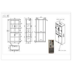 Шкаф RFG Milano, със стъклени врати, 800 х 400 х 2000 mm, ПДЧ, светъл дъб и тъмносиво