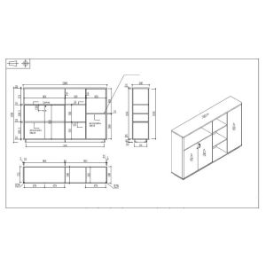 Шкаф RFG Paris, 2000 х 400 х 1300 mm, ПДЧ, орех и светлосиво