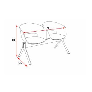 Посетителска пейка RFG Simon Black, с 2 места, полипропилен, метална основа