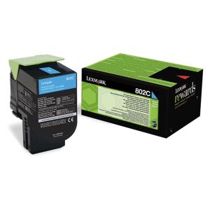 Оригинална тонер касета Lexmark 80C20C0, 1000 страници/5%, Cyan