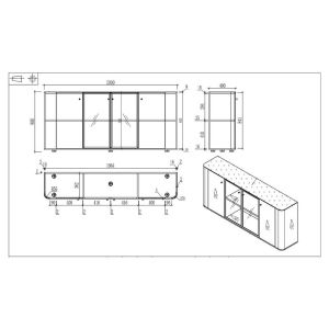 Шкаф RFG Parma, 2000 х 400 х 900 mm, ПДЧ, орех и перлен графит
